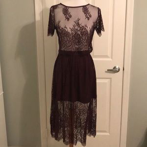 Burgundy two piece lace dress